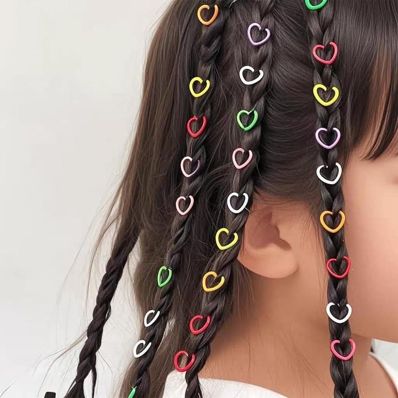 Ouliget Colorful Love Shape Braids Ring Clips,African Braid Decorations Circle Hair Jewelry Set,Cute Rings Accessories for Women's Hairstyles Dreadlocks Hair,100 Pieces - Image 3